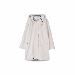 LightHouse Women's Long Beachcomber Jacket - Ladies 3/4 length Windproof Spring Summer Outdoor Coat with Hood - 14, Cream