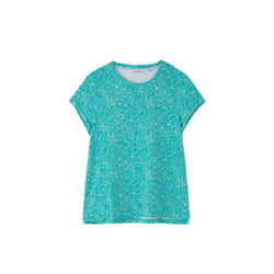LightHouse Women's Causeway Short Sleeve Tee - Ladies Cotton Stretch T-Shirt - 16, Soft Teal Floral