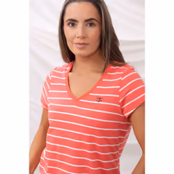 Ariana Womens T-Shirt - UK 14, Deep Coral Stripe