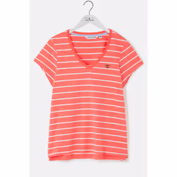 Ariana Womens T-Shirt - UK 16, Deep Coral Stripe