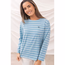 Causeway Womens Breton Top - UK 18, Marine Blue Stripe