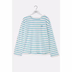 Causeway Womens Breton Top - UK 8, Soft Teal Stripe