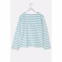 Causeway Womens Breton Top - UK 8, Soft Teal Stripe