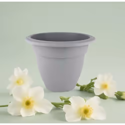 Small Grey Round Plant Pot 20cm Plastic Bell Planter Flower Pot