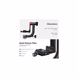GM101 Professional Heavy Duty Aluminum Alloy Gimbal Tripod Head with Quick Release Plate Bearing Structure Supports Smoother 360 Degree Panoramic