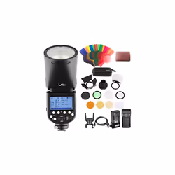 V1C with AKR1 Accessories Kit 76Ws 24G TTL Round Head Flash Speedlight 18000 HSS Speedlite 480 Full Power Flashes 15s Recycle ...