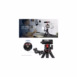 Camera Flexible Travel Tripod with Remote Shutter Mount Adapter for Hero 11 10 9 8 Hidden Phone Holder with Cold Shoe 14 Screw for Magic Arm Bendable