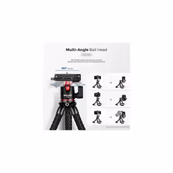 Camera Flexible Travel Tripod with Remote Shutter Mount Adapter for Hero 11 10 9 8 Hidden Phone Holder with Cold Shoe 14 Screw for Magic Arm Bendable