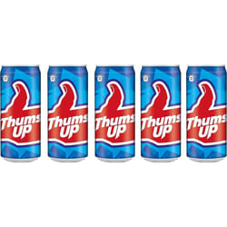 Thums Up Can 300ml (Pack of 5) Cold Soft Drink, Refreshing, Beverages