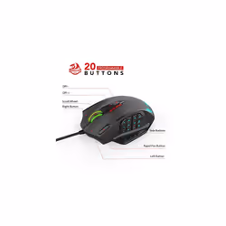 Redragon M908 Impact RGB LED MMO Mouse with Side Buttons Optical Wired Gaming Mouse with 12,400DPI, High Precision, 20 Programmable Mouse Button