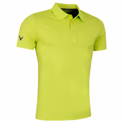 Callaway Golf Mens Solid Ribbed Wicking Stretch Golf Polo Shirt - S, Lime Punch