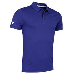 Callaway Golf Mens Solid Ribbed Wicking Stretch Golf Polo Shirt - S, Clematis Blue