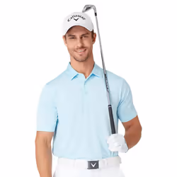 Callaway Golf Mens 2025 Swingtech Solid Stretch Moisture Wicking Polo Shirt - L, Arctic Paradise