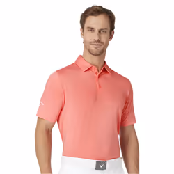 Callaway Golf Mens 2025 Swingtech Solid Stretch Moisture Wicking Polo Shirt - S, Strawberry Pink
