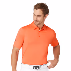 Callaway Golf Mens 2025 Swingtech Solid Stretch Moisture Wicking Polo Shirt - M, Coral Chic
