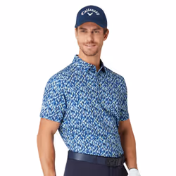 Callaway Golf Mens 2025 Kaleidoscope Chev Moisture Wicking Golf Polo Shirt - M, Peacoat