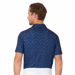 Callaway Golf Mens 2025 All-over Large Chev Wicking Stretch Golf Polo Shirt - M, Peacoat