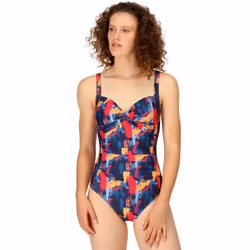 Regatta Womens Sakari Tummy Control Swim Swimming One Piece Costume - 8, Navy Brush