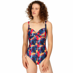 Regatta Womens Sakari Tummy Control Swim Swimming One Piece Costume - 10, Navy Brush