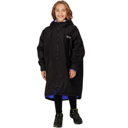 Regatta Kids Spirit Of Adventure Hooded Waterproof Warm Drying Changing Robe - 5-9 Yrs, Black