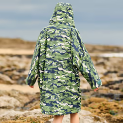 Regatta Kids Spirit Of Adventure Hooded Waterproof Warm Drying Changing Robe - 5-9 Yrs, Cactus Camo