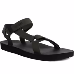 Regatts Mens Vendeavour Hook & Loop Strappy Outdoor Walking Hiking Sandals - 12 UK, Dark Khaki Black