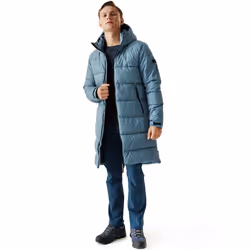 Regatta Mens Hallin II Hooded Quilted Padded Longline Warm Winter Jacket - L, Black