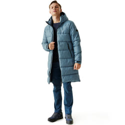 Regatta Mens Hallin II Hooded Quilted Padded Longline Warm Winter Jacket - L, Black