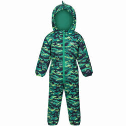Regatta Kids Penrose Fullzip Hooded Insulated Fleece Lined Puddle Suit Rain Suit - 9-12M, Jelly Bean Monster