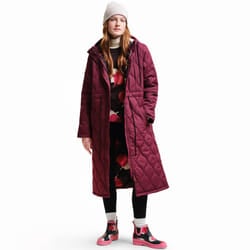 Regatta Womens Orla Kiely Longline Quilted Warm Winter Hooded Jacket Coat - 12, Burgundy