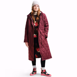 Regatta Womens Orla Kiely Longline Quilted Warm Winter Hooded Jacket Coat - 20, Burgundy