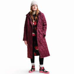 Regatta Womens Orla Kiely Longline Quilted Warm Winter Hooded Jacket Coat - 20, Burgundy