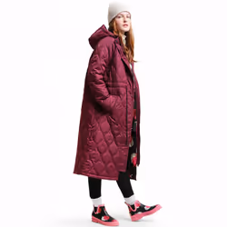 Regatta Womens Orla Kiely Longline Quilted Warm Winter Hooded Jacket Coat - 20, Burgundy
