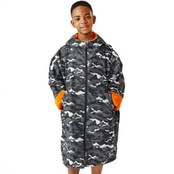 Regatta Kids Spirit Of Adventure Hooded Waterproof Warm Drying Changing Robe - 5-9 Yrs, Black Camo