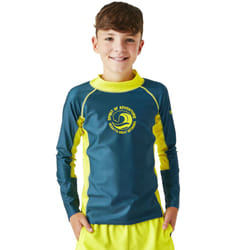 Regatta Kids Hoku II Long Sleeve UV Protect Swim Surf Rash Vest Guard T-Shirt - 3-4 Yrs, Moroccan Blue