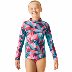 Regatta Kids Hoku II Long Sleeve UV Protect Swim Surf Rash Vest Guard T-Shirt - 5-6 Yrs, Tahoe Blue