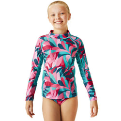 Regatta Kids Hoku II Long Sleeve UV Protect Swim Surf Rash Vest Guard T-Shirt - 5-6 Yrs, Tahoe Blue