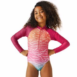 Regatta Kids Long Sleeve UV Protect All Over Print Swim Swimming Costume - 13 Yrs, Flamingo Pink