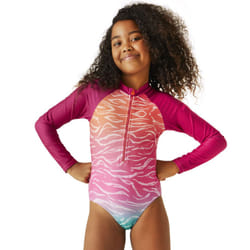 Regatta Kids Long Sleeve UV Protect All Over Print Swim Swimming Costume - 13 Yrs, Flamingo Pink