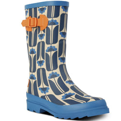 Regatta Womens Orla Kiely Quarter Adjustable Patterned Wellington Boots Wellies - 3 UK, Navy Tall Flowers
