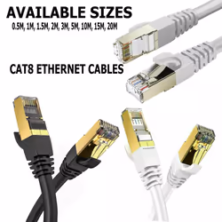 ProTech CAT8 Shielded Ethernet Cable, 2000MHz 40Gbp LAN, Gold Plated RJ45 SSTP Modem Patch Cord for Internet, PC, Laptop Rout ...