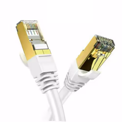 ProTech CAT8 Shielded Ethernet Cable, 2000MHz 40Gbp LAN, Gold Plated RJ45 SSTP Modem Patch Cord for Internet, PC, Laptop Router, Modem - White, 5 M