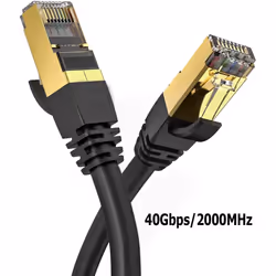 ProTech CAT8 Shielded Ethernet Cable, 2000MHz 40Gbp LAN, Gold Plated RJ45 SSTP Modem Patch Cord for Internet, PC, Laptop Router, Modem - Grey, 5 M