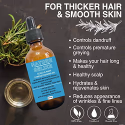 Relike Natural Scalp Hair Strengthening Oil, Dandruff Treatment with Rosemary, Almond, Argan, Castor, Tea Tree, Castor, 60 ML