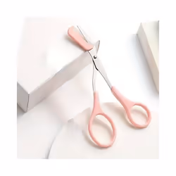 ProTech Professional Eyebrow Scissors with Comb, Stainless Steel Precision Eyebrow Trimmer Tool for Men and Women, Small Eyebrow Grooming Tool - Pink