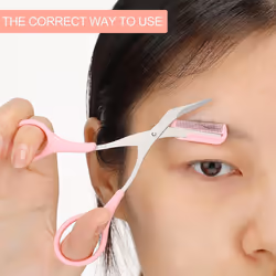 ProTech Professional Eyebrow Scissors with Comb, Stainless Steel Precision Eyebrow Trimmer Tool for Men and Women, Small Eyebrow Grooming Tool - Pink