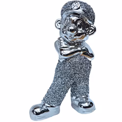 ProTech Crushed Diamond Mario Brother Ornament, Sparkly Crystallized Home Décor Accessories, Silver Bling Glittery Diamante ...