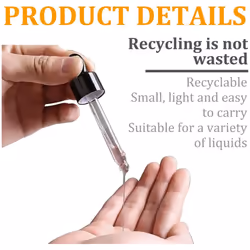 ProTech 60ml Dropper Bottle, Refillable Amber Glass Bottles with Glass Pipette, For Essential Oils Perfumes Aromatherapy Massage - 1