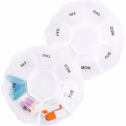 ProTech Weekly Travel Pill Box Organiser, BPA Free 7 Day 1 Times a Day Box to Hold Vitamins, Fish Oils, Supplements and Medic ...
