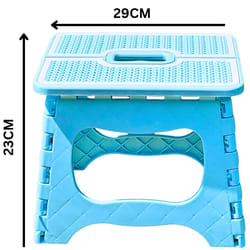 ProTech Folding Step Stool Non-Slip Foldable Footstool for Toddlers Children & Adults Portable, Plastic Footstep Carrying Handle for In - Blue, Medium